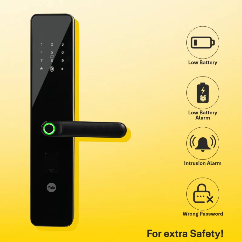 YDME100NxT Smart Door Lock, Black, Fingerprint, PIN, RFID, Manual Key Access - Image 6