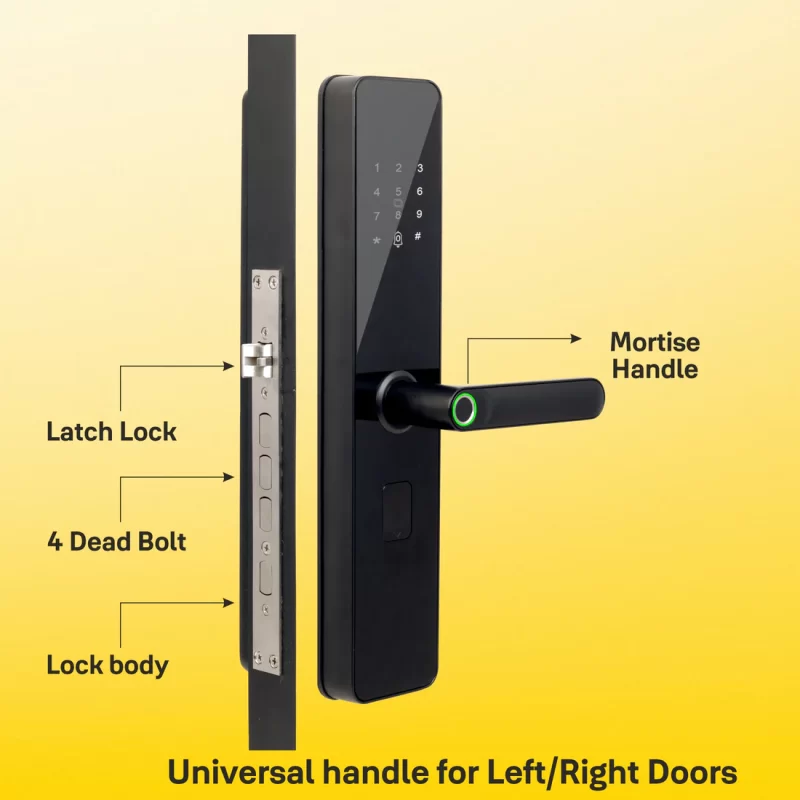 YDME100NxT Smart Door Lock, Black, Fingerprint, PIN, RFID, Manual Key Access - Image 8