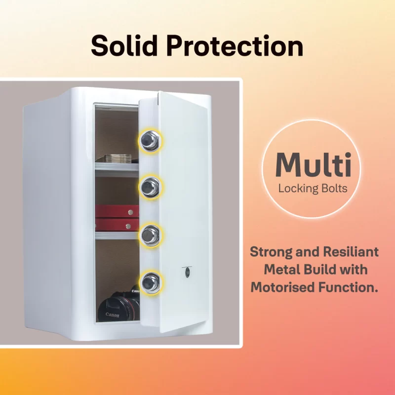 Classic Fingerprint Safe Locker for home and office 580/W1 - White, Multi Bolt Locking - Image 4