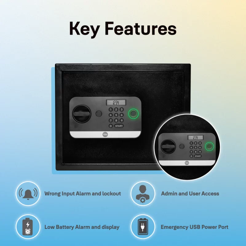 Yale Stellar Biometric Safe locker with Keypad- Large for Home & Office - Image 5